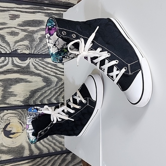 Coach Bonney Logo Butterfly Interior High Top Black Sneakers - Women's Size 8.5B - Picture 12 of 12